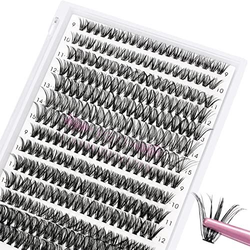 280 Pcs Wimpern Einzeln DIY Einzelne Wimpern für Wimpernverlängerung Wimpernbüschel Cluster Individual Lashes 30+40-D-9-15mix