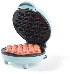Giles & Posner Bubble Waffeleisen – 18 cm Kochplatte, PFAS-freie Antihaftbeschichtung, Power-/Bereitschaftsanzeigen, Süß/Pikant, Einfach zu reinigen, 600W, Sorbetblau