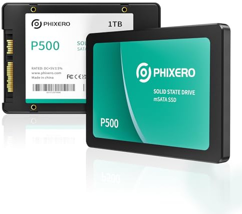 PHIXERO SSD 1TB 2.5 Zoll Interne Solid State Festplatte SATA 3 6Gb/s TLC 3D NAND & SLC Cache für Laptops/Desktop PC/Mini PC - P500