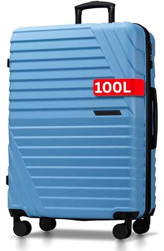 Cocoono Hartschalenkoffer XL Groß - 100L Volumen erweiterbar auf 117L - 158cm Gurtmaß - 8 Rollen 360° drehbar - Leichter Koffer mit TSA Schloss & Teleskopgestänge - Reisekoffer mit Rollen (blau, XL)