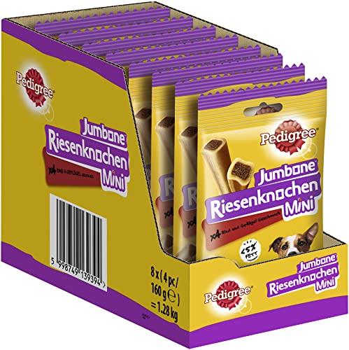 Pedigree Jumbone Riesenknochen Mini Rind & Geflügel Geschmack Hundesnack 8 x 4 Stück