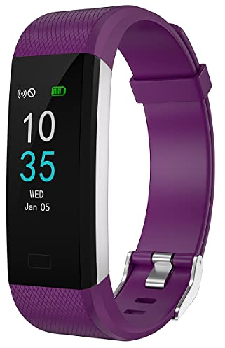 LEBEXY Fitness Armband Schrittzähler, Fitness Tracker mit Kalorienzähler, IP68 Wasserdichter Smartwatch Fitness Uhr Sportuhr Aktivitätstracker, Violett