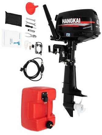 Fridgestea 4 Takt 6,5 PS Außenborder Aussenborder Bootsmotor mit Kraftstofftank und -leitung, 123CC Benzinmotor, Motor für Schlauchboot, Wasserkühlung, CDI Zündsystem, kurzer Schaft