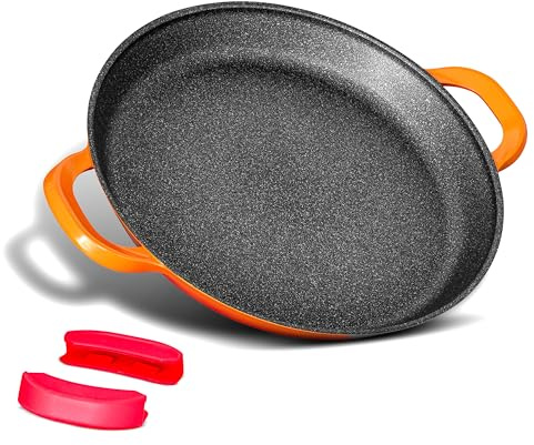 INTIGNIS Bratpfanne 40 cm, Paella Pfanne Induktion, Alu, antihaft, ofenfest | BRATPFANNE 40 CM XL: Große Paella Pfanne aus Aluguss, PTFE-/PFOA-frei, antihaft, Induktionsboden, ofen- und spülmaschinenfest