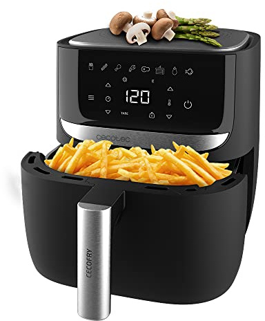 Cecotec Heißluftfritteuse 5,5 L Cecofry Advance Precision. 1700 W, ölfreie Diätfritteuse, Edelstahlfinish, Integrierter Waage, Temperaturregelung, 8 Modi, Betriebstimer