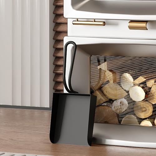 Kingson Schwarze Kaminschaufel – 25x10 cm – Holzofenzubehör – Haltbares und stilvolles Werkzeug für effiziente Kaminwartung