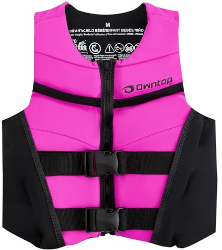Owntop Schwimmweste für Jugendliche Kinder | Leichte Neopren-Auftriebsweste | Einstellbare Schwimmhilfe mit doppelten Sicherheitsverschlüssen für Schwimmen, Kajak, Paddeln und Angeln (Rosa,M)