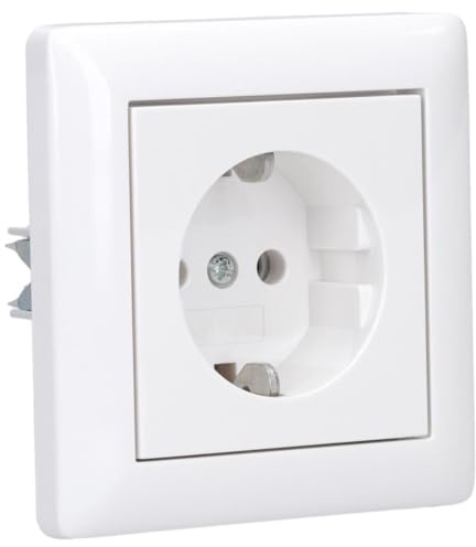 Komplett-Set Gira Standard 55 Rahmen, 1-fach - Reinweiß, glänzend mit Steckdose -GIRA- -weiß-