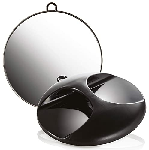Kosmetex Friseur-Spiegel, Salon Handspiegel m. Öse, rund Ø 29 cm… (Schwarz)