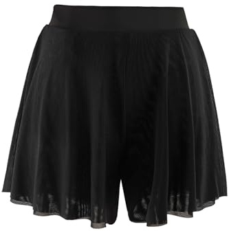 Daydance Kurze Culottes für Teenager und Damen, breite Beine, Ballettröcke, Shorts, 2 Schichten Netzstoff