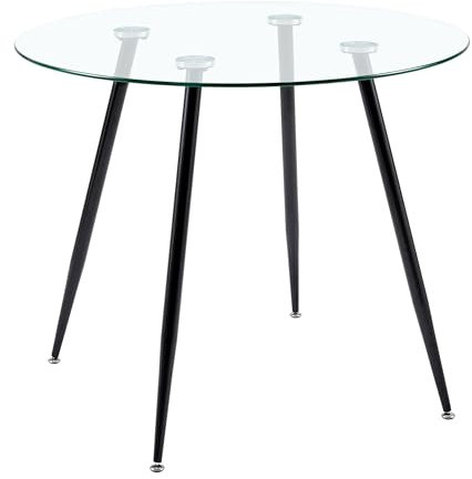 FURNITABLE Esstisch Glas Wohnzimmertisch Glastisch Moderner Stil, Skandinavisch Esszimmertisch mit Metal Beine, 80 * 80 * 74 cm