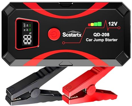 Starthilfe Powerbank für Pkw, 2000A 12V Auto Starthilfe Powerbank, Jumper Starter mit LCD Bildschirm & LED Taschenlampe, Auto Batterie Motorräder Booster, für bis 7L Benzin & 4L Diesel
