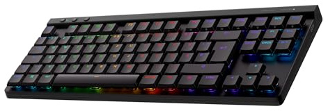 Logitech G G515 Lightspeed TKL kabellose Flache Gaming-Tastatur, LIGHTSYNC RGB, dünnes Profil ohne Ziffernblock, PBT-Tastenkappen, lineare mechanische Switches, Deutsches QWERTZ-Layout - Schwarz