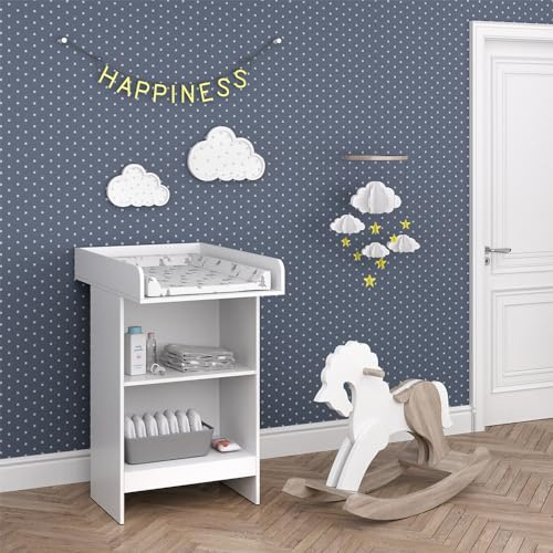 Vicco Wickelkommode Leo, Weiß, 60 x 103 cm, mit offenem Regal und abnehmbarem Wickelaufsatz