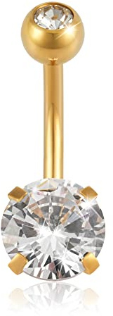 GD GOOD.designs Bauchnabelpiercing Chirurgenstahl 316L in Gold - Wasserfest | Echter Kristall Bauchnabel Piercing für Damen | Echtschmuck Nabelpiercing