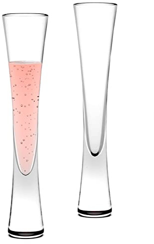 karadrova 2er Set 145ml Glas Sektkelche, Sektgläser Kristall, Champagnergläser, Proseccoflöten, Handgefertigt, Klare Likörgläser