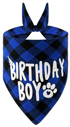 Oruola 71 cm Lang Hund Geburtstag, Hunde Halstuch, Hundehalstuch, Hundehalstuch Personalisiert Geburtstagsdekoration für kleine mittelgroße und große Hund, Blaue und Schwarze Streifen Hunde Bandana