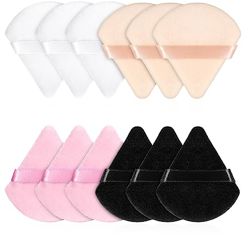Fanshiontide 12 Stück Dreieck Makeup Puderquaste Gesicht Puderquaste | Schwämmchen,Dreieckig für loses Puder,Foundation,Weich Dreieck Puderquaste,Nass Trocken Dual-use Make-up-Werkzeug