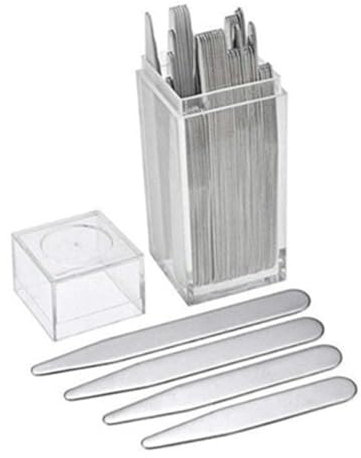 LIFKOME 40 Stück Edelstahl Kragenstäbchen Abgerundet Robust für Herrenhemden Inklusive 10 Magneten Kragenversteifer für Business Party Geschenk