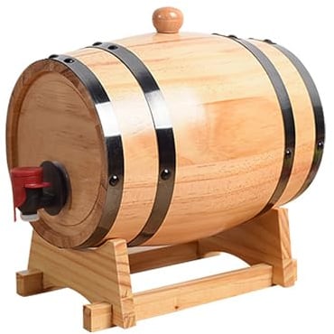 Fassförmiger Getränkespender 1L/1.5L/3L, Holzfass Dekanter mit Hahn, Alkoholspender ideal für Wein, Whisky, Bier, Rum, Geschenke für Freund,Ehemann,Vater (Eichenfass, 3L)