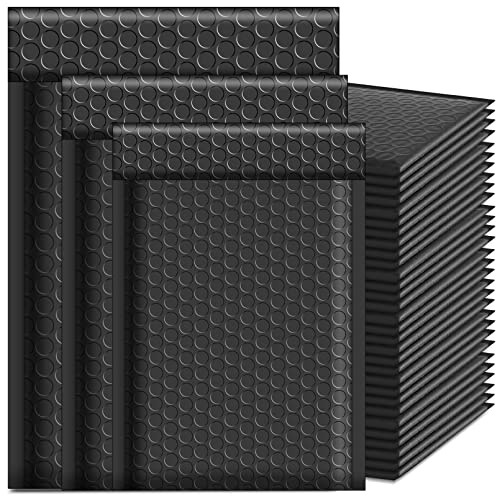 Loppdece 50 Stück Luftpolsterumschläge Versandtaschen, 3 Größen, Schwarze | Gepolsterte Briefumschläge, Poly Bubble Mailer, Selbstklebende Versandtaschen Luftpolster für Verpackung Aufbewahrung