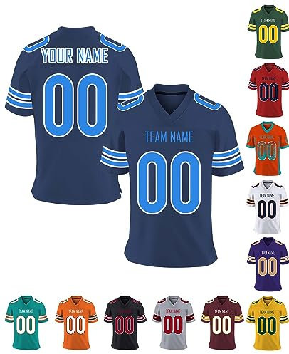 American Football Trikot Personalisiert Trikot mit Namen Logo Herren Sporthemden Personalisierte Schnelltrocknend Atmungsaktiv T-Shirt für Dammen Kinder Jungen, S-7XL, A12