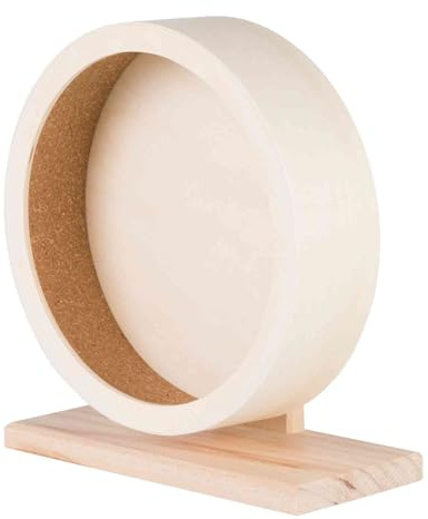 TRIXIE Holz-Laufrad ø 21 cm - unbehandelt - geschlossene Lauffläche mit Kork-Bezug - leichtgängiges Kugellager - 21 x 24 x 10 cm - 60922