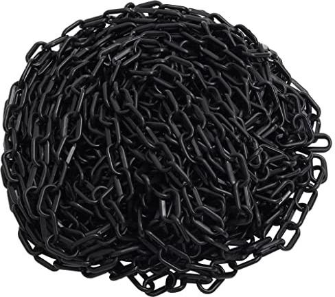 vidaXL Absperrkette Warnkette Sicherungskette Kette Kunststoffkette Sicherheitsabsperrung Plastikkette für Innen Außen Schwarz 30m Ø6mm Kunststoff