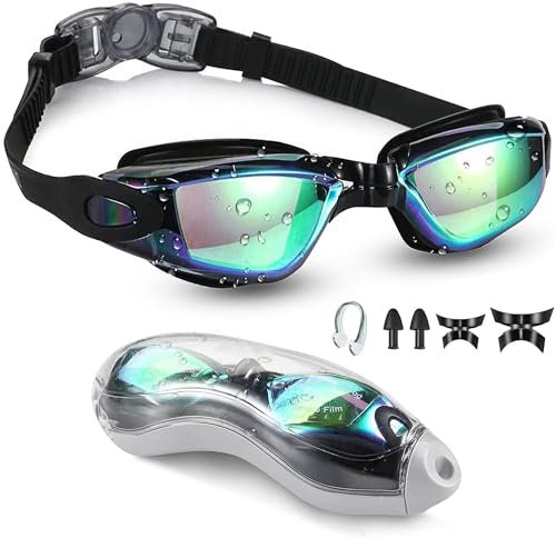 Moseem Schwimmbrille, Schwimmbrille für Erwachsene, Herren, Damen und Kinder ab 6 Jahren, Anti-Beschlag-Schwimmbrille mit UV-Schutz, klare Sicht, kein Auslaufen, verstellbares Silikonband