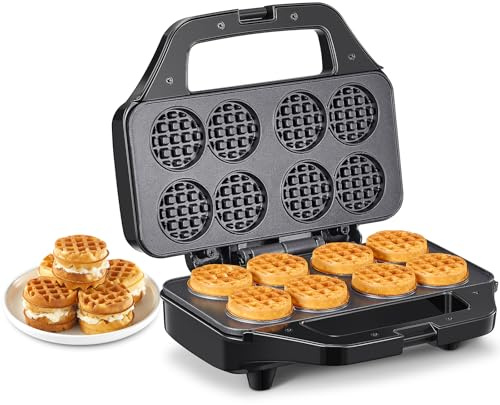 Reemix Mini-Waffeleisen, 850 W, für 8 Mini-Waffeln à 4,8 cm