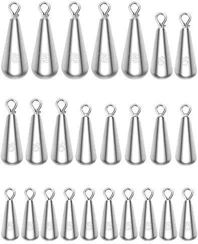 QWORK® 25 Stück angeln Drop Shot Blei Set, Blei angeln, 4 Größen, 5g/7g/10g/15g