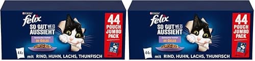 FELIX So gut wie es aussieht Gemischte Vielfalt in Gelee Katzennassfutter 88er Pack (88x 85g)