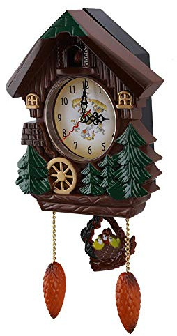 kuckucksuhr Wanduhr, für Schlafzimmer Wohnzimmer Schule Büro Dekoration | Aus Kunststoff,Schwarzwalduhr mit Kuckuck Handwerk Vintage Wall Clock, Moderner Baumhaus-Stil