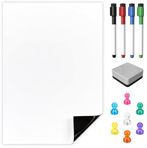Trocken abwischbares Whiteboard, magnetisches und flexibles Memo-Board für den Kühlschrank, Einkaufslisten, Notizen und mehr