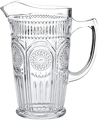 Kingrol 1.5L Glaskanne, 50oz Vintage Wasserkaraffe Krug für Eistee, hausgemachten Saft, Getränke, hitzebeständige Borosilikatglas-Karaffe für heißes/kaltes Wasser