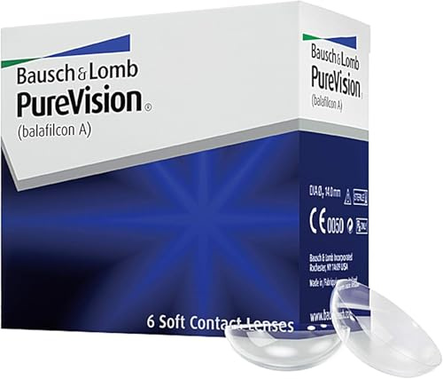 Bausch + Lomb PureVision Monatslinsen, sphärische Kontaktlinsen, weich, 6 Stück / BC 8.6 mm / DIA 14 / -5.75 Dioptrien