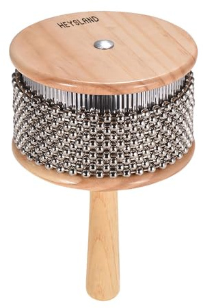 Heysland Cabasa Percussion Musikinstrument Metall Perlenkette Zylinder Pop Hand Shaker für Band Klassenzimmer 11,4 cm