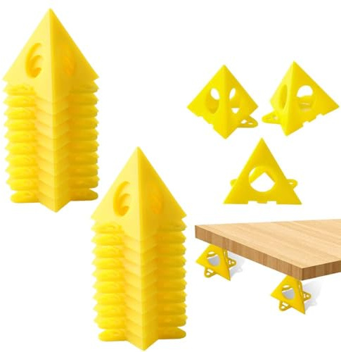 POFET 20 PCS Yellow Cone Canvas und Paint Triangle Stands Cabinet Door Risers for Kitchen Cabinets Clean Paint Job