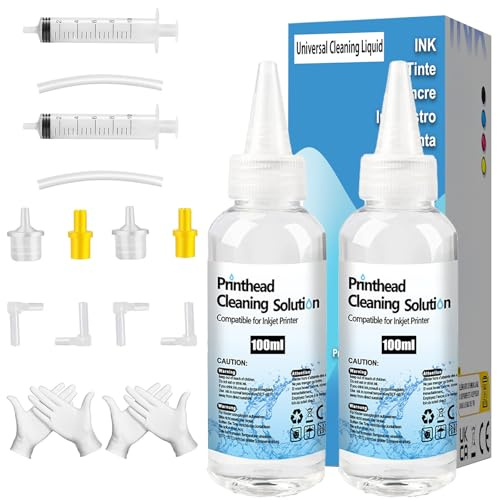 FANSHENG Druckkopfreinigungsset Düsenreiniger 200ml Druckkopfreinigungslösung Kompatibel mit HP Epson Canon Samsung und Kodak Tintenstrahldruckern