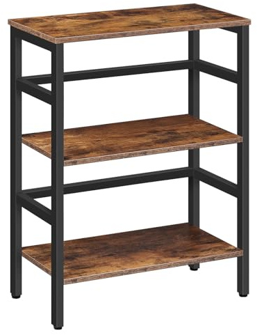 HOOBRO Leiterregal, Standregal, 3 Ebenen Bücherregal, Querstangen-Design, Multifunktionales Ablageregal, Stabiler Metallrahmen, Industriestil, für Wohnzimmer, Schlafzimmer, Arbeitszimmer EBF86CJ01G1