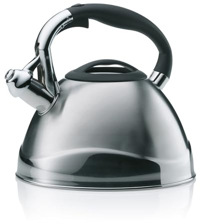 kela Wasserkessel Induktion 3L, Camping Wasserkessel Edelstahl, mit sicherem Öffnen des Ausgussdeckels durch Taste, VARUS, Teekessel glänzend
