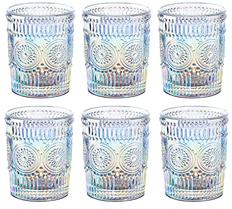 Joeyan 300ml Regenbogen Wassergläser, Gläser Bunt 6er Set,Spülmaschinenfest | Schöne Schimmer Trinkgläser Romantisch Tumbler, Irisierende Saftgläser für Getränk, Cocktail, Tee, limonade