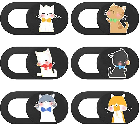 TUKEVA Webcam Abdeckung frontkamera abdeckung katze 6 Stück (Katzenmuster) | Slim Kamera Zubehör, Schutz Ihrer Privatsphäre, Webcam Cover für MacBook, Laptop, PC, IMac, IPad (Katzenmuster)