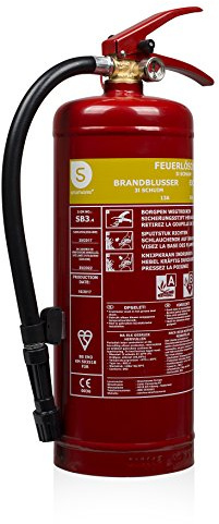 Smartwares FEX-15230 (SB3.4) Schaum Feuerlöscher 3L Klasse AB Stahl mit Halterung und Druckregler, DIN EN3 konform