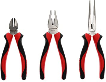 GEDORE red Zangen-Satz, Werkzeug-Set mit Kombinationszange/Seitenschneider/Flachrundzange, R28002003