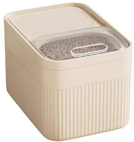 Hundefutter Katzenfutter Aufbewahrung, Pet Food Container Hundefutter Box, Luftdicht Behälter Futtertonne Aufbewahrungsbox Mit Deckel Schaufel Messbecher, Dog Food Container (White, S:24x17x18cm)