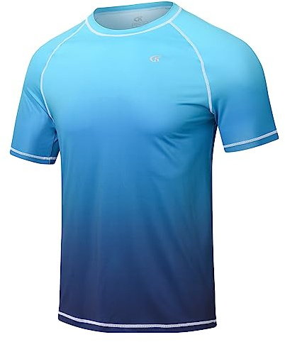 Huayuzh Herren UV Shirt Rashguard T-Shirt Schwimm Shirt Schnelltrocknend Leicht Atmungsaktiv Surfen Angeln Wandern Top