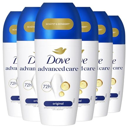 Dove Advanced Care Anti-Transpirant Deo Roll-On Original – zuverlässiger Schutz für jeden Tag, 50ml 6er Pack (6 x 50ml)
