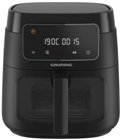 Grundig FRY 7320 Heißluftfritteuse, 7,6 l Kapazität, 1750 W, Touch-Display, großes Sichtfenster, Temperatur- und Zeiteinstellung, Antihaftbeschichtung, spülmaschinengeeigneter Korb, Schwarz