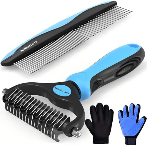 RNRECALLNITY Hundebürste & Katzenbürste für Unterwolle, Kurzhaar & Langhaar – Fellpflege Set mit Entfilzungskamm, Kamm & Pflegehandschuh